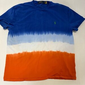 Polo Ralph Lauren Tie Dye T-Shirt Tee M Blue White Orange Soft Cotton Pony